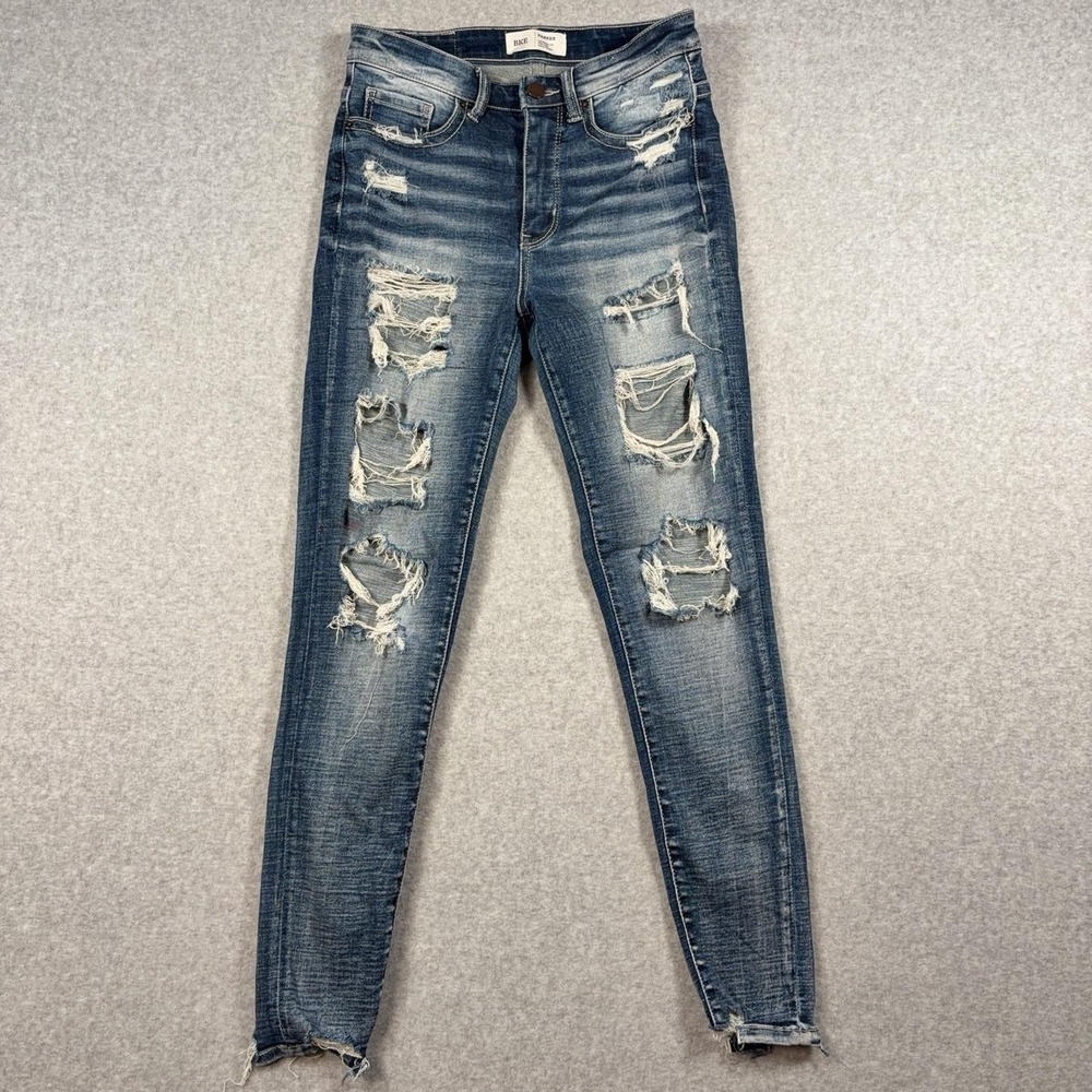 BKE Parker Jeans Womens 25 Blue Medium Wash High Rise Distressed Ankle Skinny